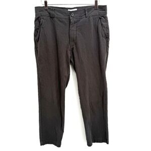 I Love Ugly Cotton Linen Blend Tapered Pants Mens L Crop Charcoal Grey Trousers